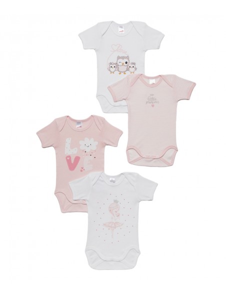 Minerva Infant Bodysuit Girl Love Princess - 4 Pack