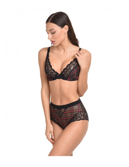 Miss Rosy Γυναικείο Boxer Ψηλόμεσο Check Lace