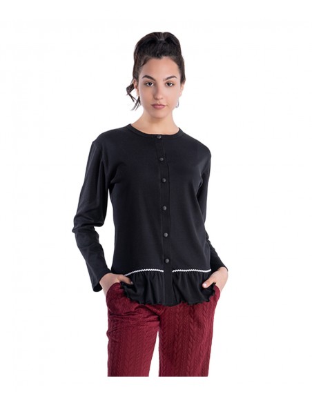 Rachel Women's Pyjama Buttons Volan Knitted Pattern