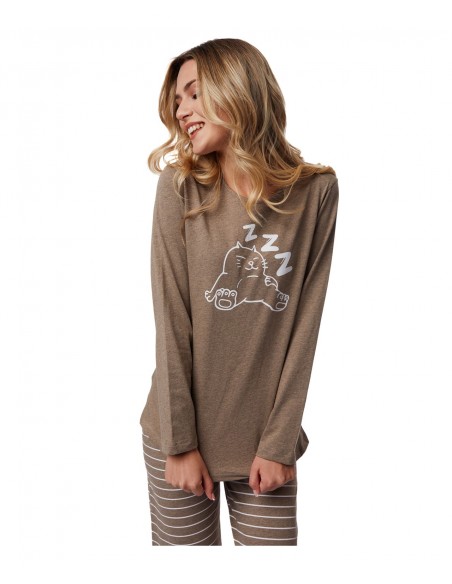 Minerva Women's Pyjama Cat Love Sleep