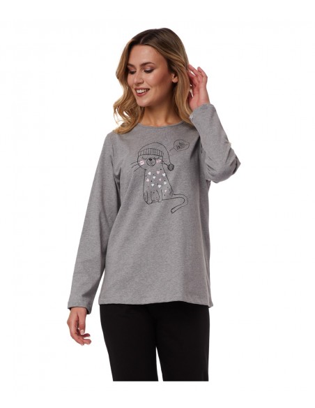 Minerva Women's Pyjama Cat Dreaming Fish