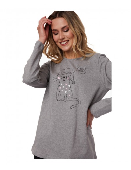Minerva Women's Pyjama Cat Dreaming Fish