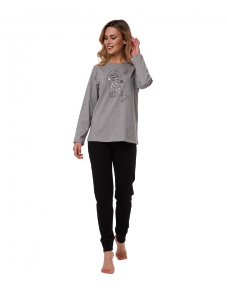 Minerva Women's Pyjama Cat Dreaming Fish