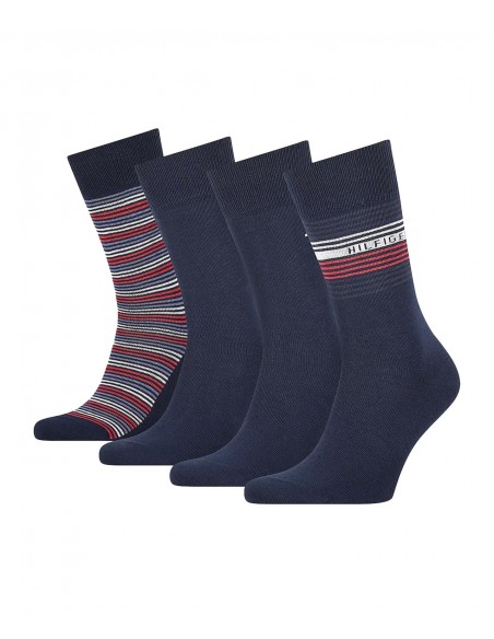 Tommy Hilfiger Men's Socks Stripe Tin Gilf Box - 4 Pairs