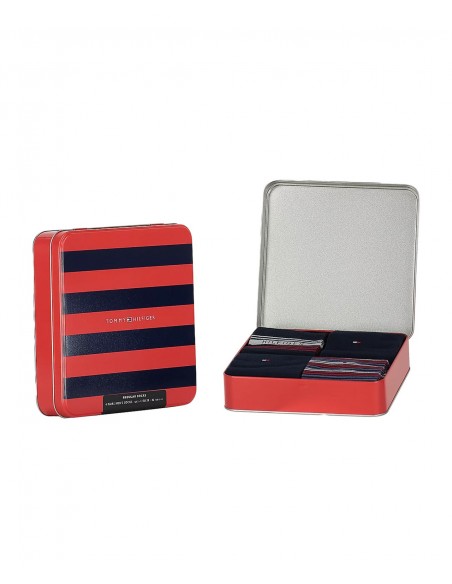 Tommy Hilfiger Men's Socks Stripe Tin Gilf Box - 4 Pairs