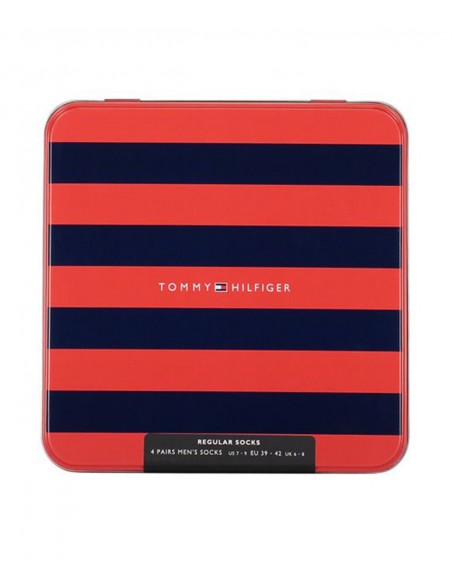 Tommy Hilfiger Men's Socks Stripe Tin Gilf Box - 4 Pairs